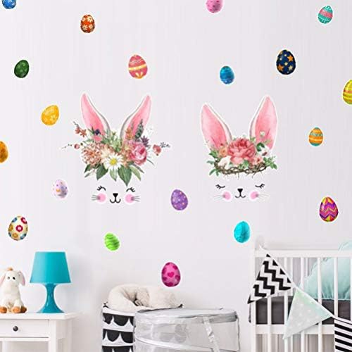 AMOSFUN decoracionas para salas de casa ovos de páscoa os ovos de parede adesivos de parede coelhos de animais decalques