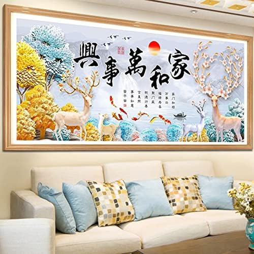 Instarry DIY 5D Pintura de diamante de tamanho grande broca completa caligrafia chinesa bordado em mosaico da sala de estar decorações de cozinha kit de arte de parede 47.2x19,7 polegadas
