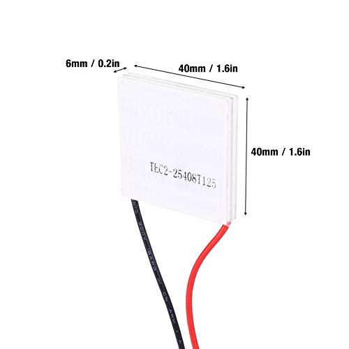 Folha de refrigeração TEC2-25408, 40 mm x 40mm x 6mm DC 12 volts 8a Módulo de placa de resfriamento de resfriamento termoelétrico, diferença máxima de temperatura 50 C/122 F comprimidos de dissipação de calor de camada dupla