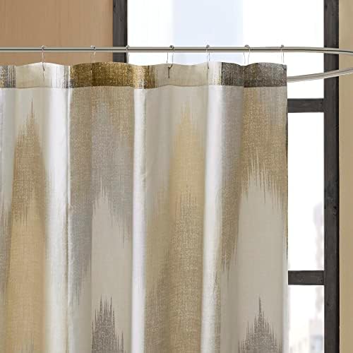 Ink+Ivy Alpine Curtain Curtain Algodão Impresso Mágua Máquina Máquina Lavável Decorações de banheiro doméstico, 72x72, amarelo