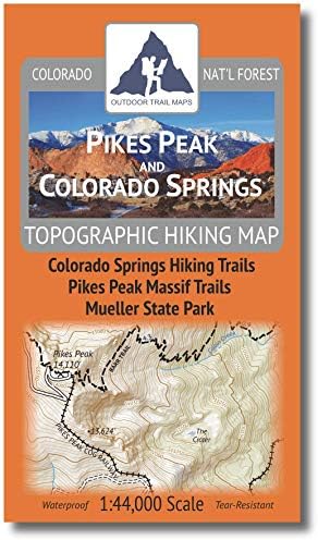 Mapas de trilha ao ar livre Pikes Peak e Colorado Springs - Mapa de caminhada topográfica