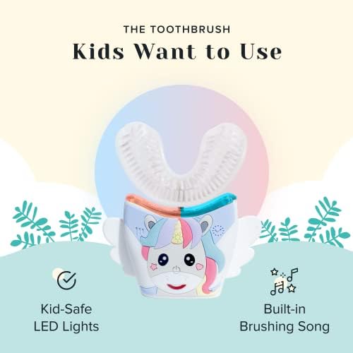 Autobrush Sonic Pro Kids U em forma de dentes elétricos, unicórnio, cerdas de nylon