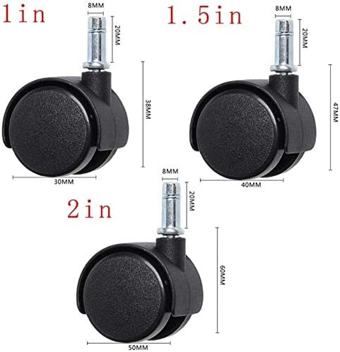 GMLSD rodas de rodízio, 4pcsNoTerers, roda giratória de freio de 1/1.5/2 polegada com uma haste de inserção, cadeiras