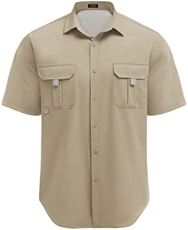 Coofadny Men's Fishing Shirt Performance Desempenho de botão de caminhada seca à prova d'água Camisetas para baixo