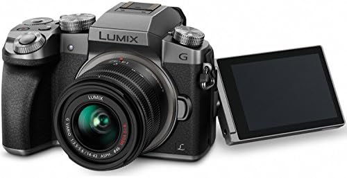 Panasonic Lumix G7 Lens intercambiável 4K Ultra HD Silver DSLM Câmera com pacote de lentes de 14-42mm com cartão de memória de 64 GB, microfone, luz LED e acessórios