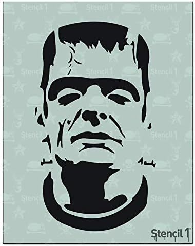 Estomncil1 Frankenstein Stencil - estênceis reutilizáveis ​​de qualidade durável para pintura - Frankenstein Halloween e Itens