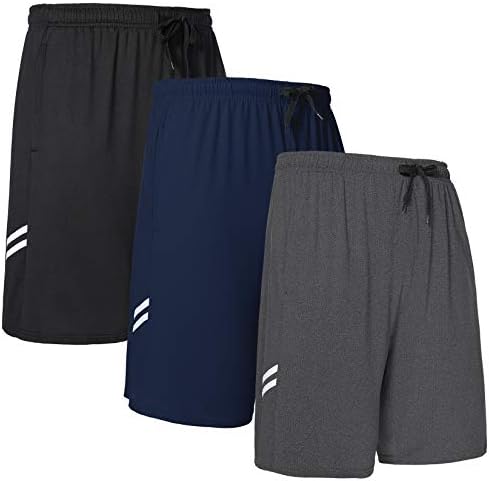 Shorts de ginástica runhit para homens 3 pacote de pacote de shorts atléticos de 9 polegadas Basketball Basketball Scorts homens