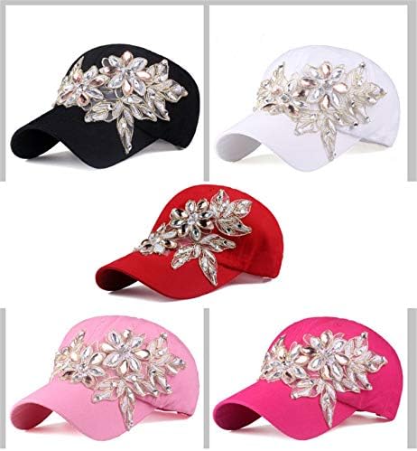 Mulheres Flores de stromestone Bonga de beisebol Bling Lace Flor Cotton Snapback Snapback Hat Wash