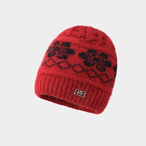 Keusn chapéus femininos inverno confortável malha vermelha masculina malha de malha chapéu de tricô quente chapéu de inverno para mulheres bonés de clima frio