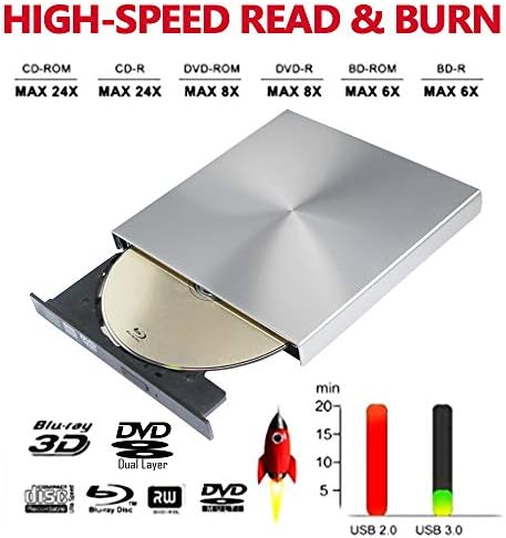 FILMES DE FILMENTOS Blu-ray 3D externo USB 3.0 Blu-ray Player 6x BD-RE Burner, para HP ZBook 15 G5 X2 17 Studio X360 G5 G3 G2