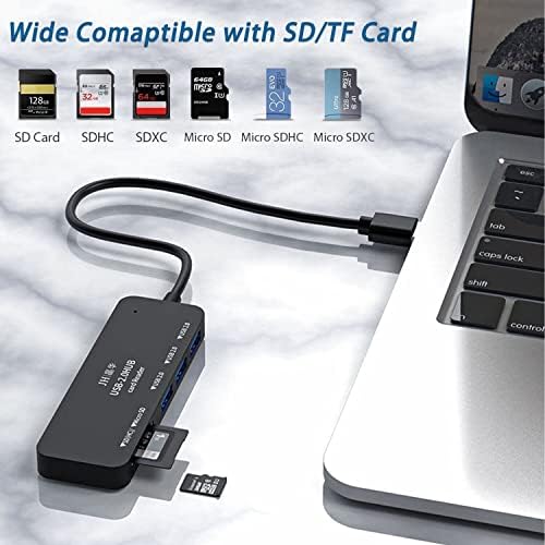 Hub USB 3.0 com leitor de cartão SD/TF, VIENON 5 EM 1 PARTIMAIS DE DADOS DE AGADORES USB HUB USB Splitter para MacBook, PC, Laptops, Impressora, Surface Pro, unidades flash USB e muito mais