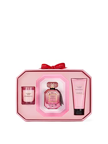 Victoria's Secret Bombshell 3 peças Luxe Fragrance Gift Conjunto: 1,7 oz. Eau de parfum, loção de viagem e vela