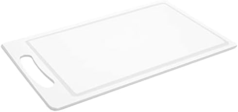 Placa de corte de plástico em casa YBM 16x10 polegadas, tapete de corte de cozinha premium com ranhuras de suco e alça fácil de aderência, lava-louças não porosa, BA192A