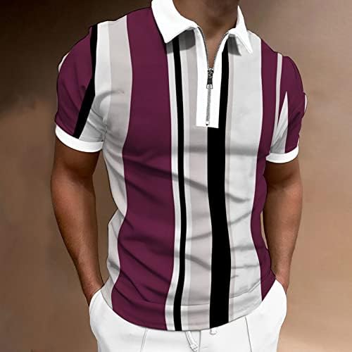 DIYAGO Polo Camisetas Men Zipper Designs Stripes Collar Office Office Golf Summer Tshirts Tops vintage casuais casuais casuais casuais
