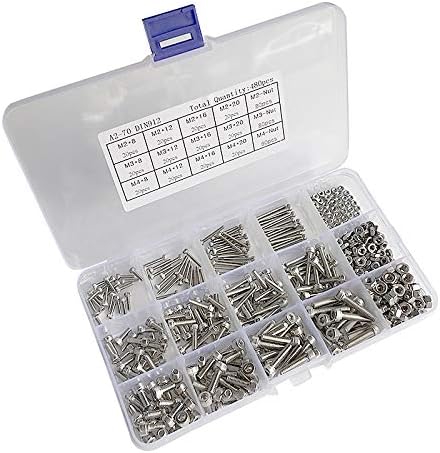 Parafuso 480pcs Botão Cabeça 12 Tamanhos parafuso e porcas kit de parafuso, m2 m3 m4 M4 Aço variado