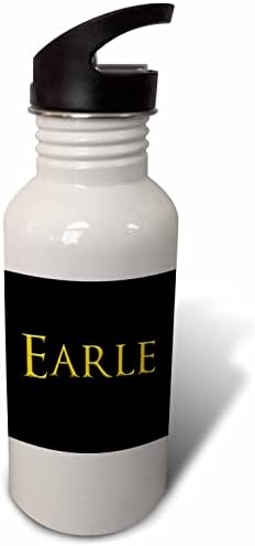 3drose Earle Nome masculino atraente nos EUA. Amarelo no talismã negro - garrafas de água