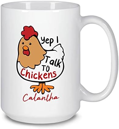 Gosto de café personalizado, sim, eu falo com as galinhas caneca de café 11 onças, presentes engraçados de caneca de frango para amantes de frango, canecas de frango personalizadas com nome, caneca de cerâmica do fazendeiro, xícaras de frango personalizadas para amigos da família