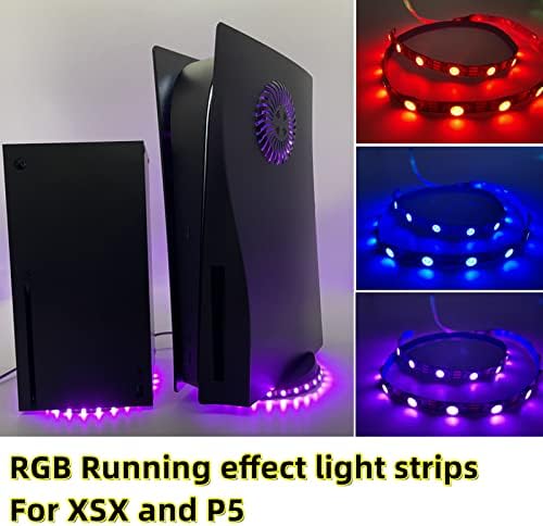 Faixa de luz LED Nananino RGB para Xbox Series X, PS5 LED LUZ com 8 CORES, controle Remoto Power e Remote, mais de