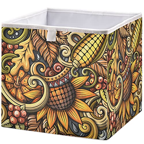 VISESUNNY Caskets de armário Retro estilo outono girassol bilas de armazenamento de tecidos cestas de tecido para organizar