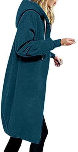 Jaqueta feminina com capuz de tamanho grande moda de cor sólida lã de lã casual zíper midi moletom moletons com casaco