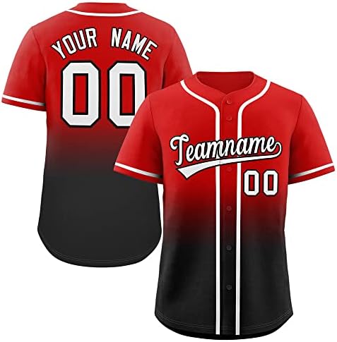 Homens de beisebol juvenil de homens personalizados gradiente de botão para baixo camisetas costuradas ou impressas Número de nome impresso