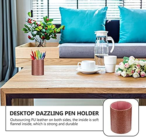 Lápis de porta de caneta de cabilock copo Organizador de armazenamento de mesa de couro redondo Organizador de mesa multifuncional