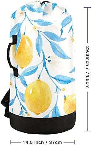 Lindo bolsa de lavanderia de limão com alças de ombro de lavanderia Backpack Bolsa Fechamento de Custring Drenato Handper para apartamento