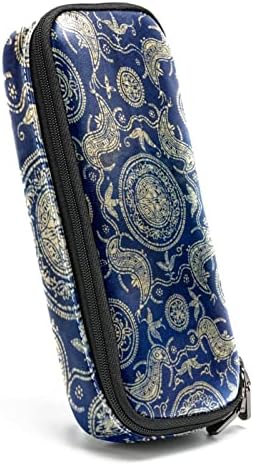 Bolsa de maquiagem tbouobt bolsa de bolsa cosmética bolsa bolsa com zíper, padrão vintage étnico azul