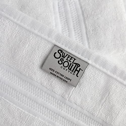 Sweet South em 1888 Mills Toalha de banheira de 4 peças, branco | Feito nos EUA, algodão