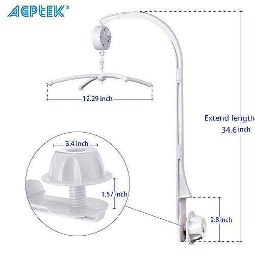 AGPTEK Baby Crib Mobile Bell Selder Caixa de música Suporte de braço de braço Baby Bed Stent Conjunto ¨C 2 Tamanhos para opcional