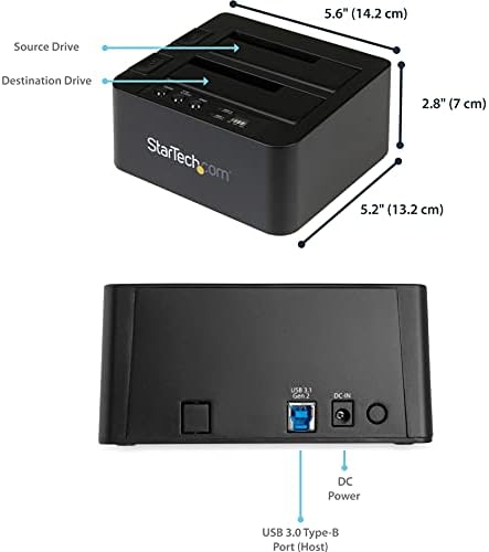 Duplicador de disco rígido de Startech.com, Duplicador de Duncional Dual Externo, HDD/SSD CLONER/COPIADOR, USB 3.1