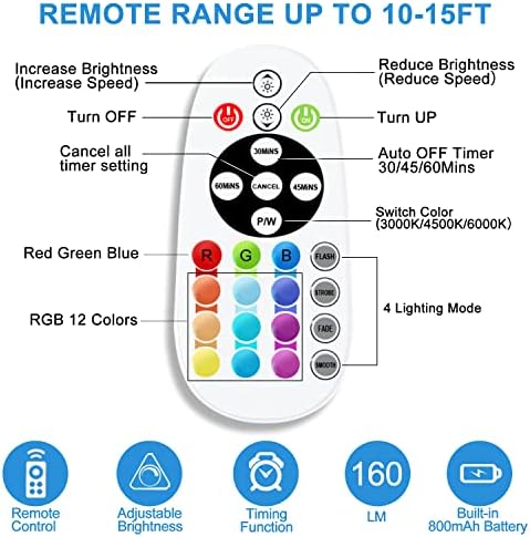 Luzes RGB de controle remoto sob iluminação de gabinete recarregável e 48 Luzes de cozinha sem fio Light Light Light