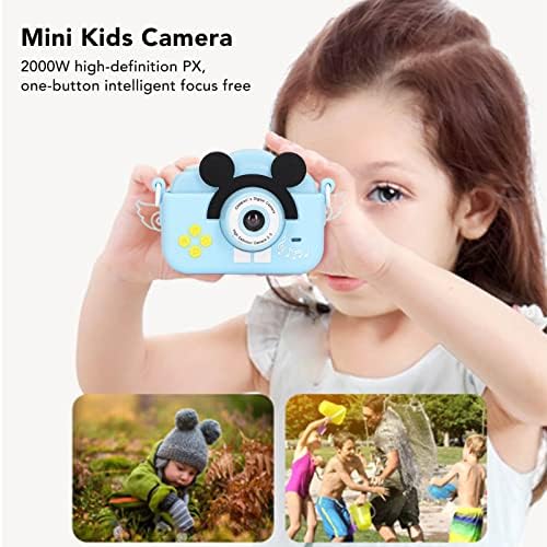 Câmera de criança, câmera de alta definição dupla 2000w Blue Multifunction Kids Câmera de desenho animado fofo operação simples para viajar