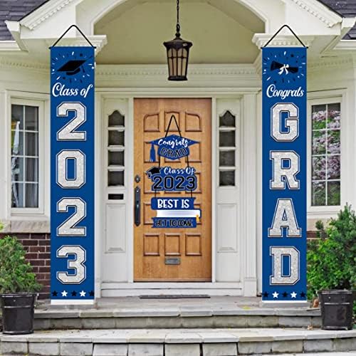 Graduação pendurando placas para a porta da frente, Welcome Wreath Wreath Decorações de formatura Classe de 2023 decoração de