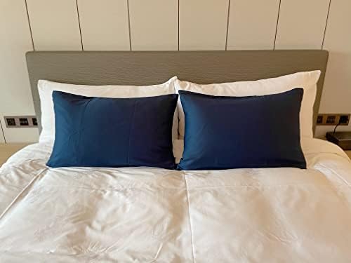 CT Cotim Coyin Soft de algodão Zipper fronhas, capa de travesseiro aconchegante e leve, protetor de travesseiro fácil de cuidados, conjunto de 2, azul marinho, rainha, 20 x 30