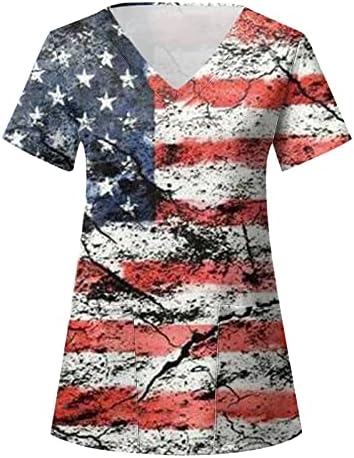 4 de julho Camisas para Women USA FLAND SMAND SMANEVE VSHIRT DE PESCO