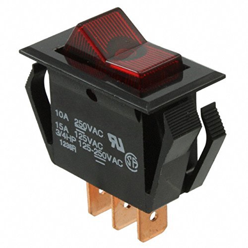 TECNOLOGIAS DE CARLING CHANGER LIGHTED ROGHER | SPST ON-OFF 10A/250VAC 15A/125VAC | Atuador vermelho 125V lâmpada de neon