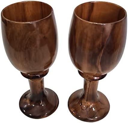 colecioniblesbuy handmade de madeira bebendo vinho cálice copo rústico de vinhos vintage de vidro de vidro de 2