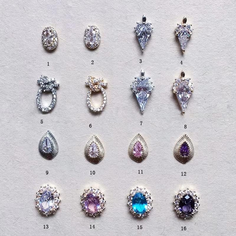 5pcs de luxo de luxo de luxo flash diamante zircão decoração de unhas de cor jóias de preservação de água oval gota de