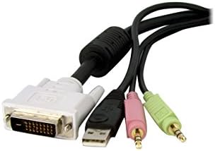 Startech.com 6 pés 4 em 1 USB DVI KVM com áudio e microfone - cabo DVI KVM - cabo USB KVM - Cabo KVM