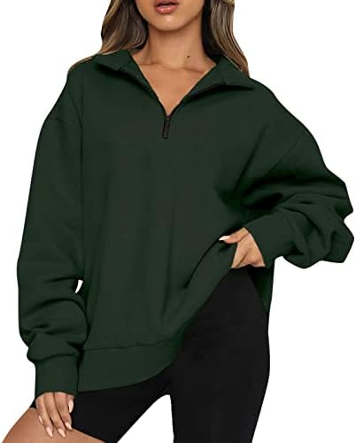 Uikmnh Teen menina moletom de pulôver casual Half zip de manga comprida Solor de outono sólido outono