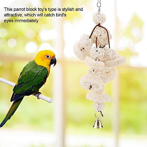 Brinquedos de papagaio de pássaros, esponja de bucha com penduramento de broteiro de brechas de choque de brinquedos para giro