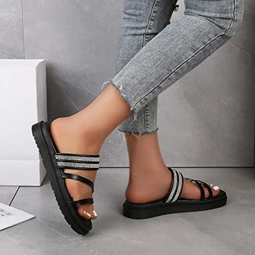 Sandálias de cunha para mulheres com fúria respirável de tornozelo de tornozelo sandálias romanas