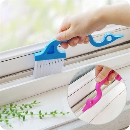 Dengkai 2pcs Handela dobrada Janela deslizante Pincel de limpeza/linhas de ladrilhos Brush/Window Cegos Duster/2-em 1 Sweeper da janela | Cor aleatória