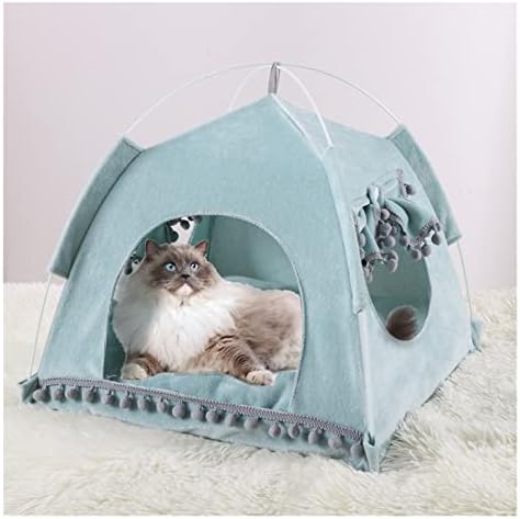 Friendlysss Pet Ten House Cats Bed Teepee portátil com almofada espessa e macia disponível para excursão de cachorrinho para cachorros
