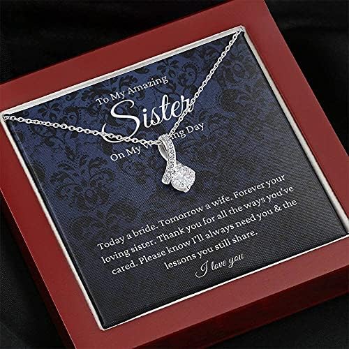 Jóias de cartão de mensagem, colar artesanal- Presente personalizado Petit Ribbon, irmã da noiva do presente da irmã para