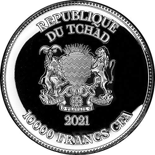 2021 de St George e o Dragon Powercoin St George mata o dragão 2 oz de moeda de prata 10000 Francs Chad 2021 Prova