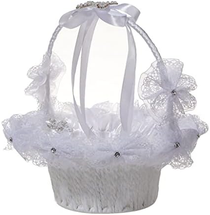 Mxiaoxia Big Bow Flor Basket Supplies de casamento Pearl Rhinestone Girl noiva Pétalas portáteis