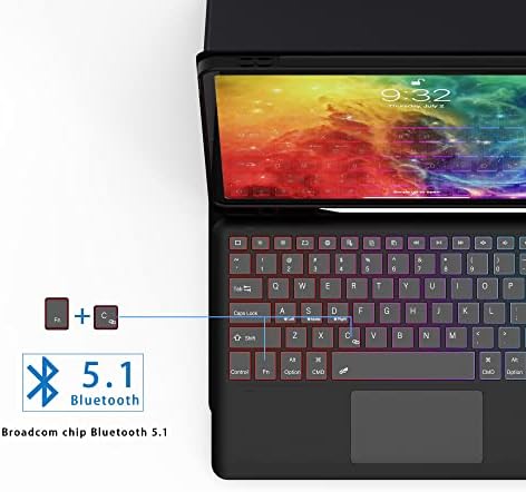 Para iPad Pro 12,9 polegadas com o teclado: capa de teclado sem fio de trackpad com vários toques com porta-lápis-7 cores Touchpad
