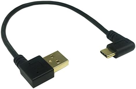 Cerrxian 9 polegadas Gold Bated USB esquerda e direita ângulo 3.0 tipo C masculino para ângulo esquerdo USB Tipo A 2.0 Macho de carga rápida e sincronização de dados